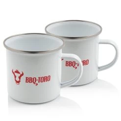 BBQ-Toro Emaille Tasse (2 Stück) | 350 Ml | Emaillebecher Für Camping, Outdoor