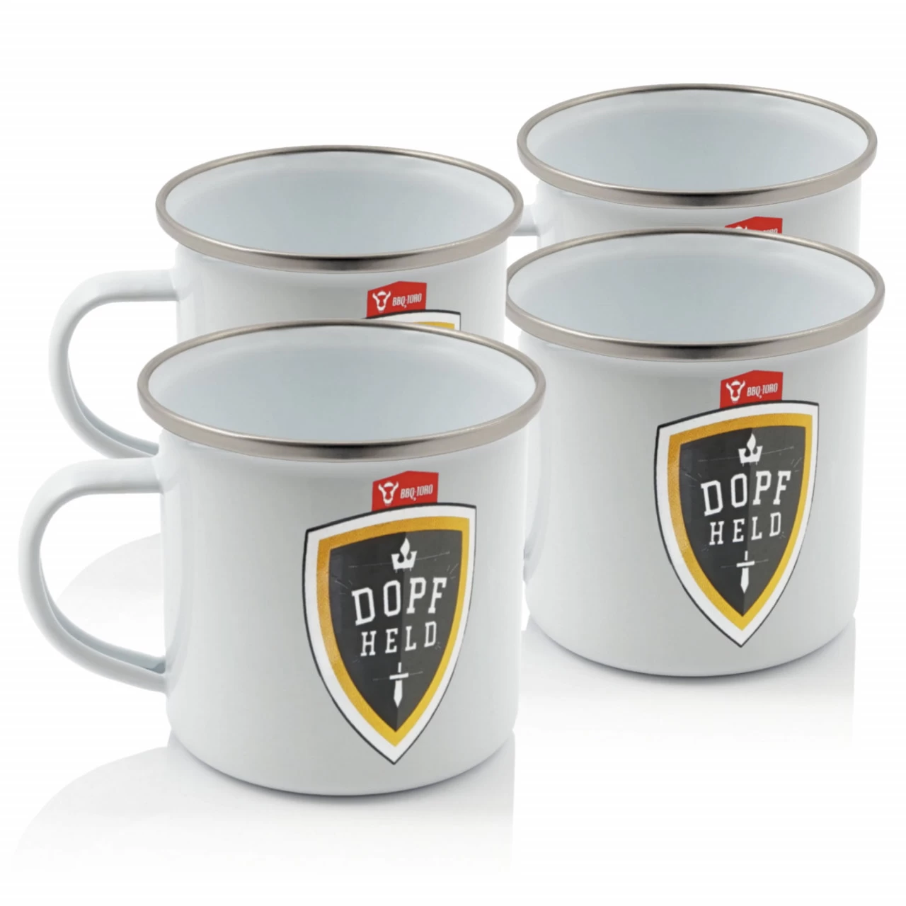 BBQ-Toro Emaille Tasse "Dopfheld" (4 Stück) | 350 Ml | Camping Emaillebecher 3 BBQ-Toro Emaille Tasse "Dopfheld" (4 Stück) | 350 Ml | Camping Emaillebecher