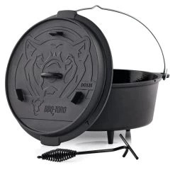 BBQ-Toro Dutch Oven DO12E, 13,6 L Emaille Gusseisen Kochtopf, Gusstopf, Bräter Mit Deckelheber
