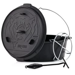 BBQ-Toro Dutch Oven DO12EX, 13,6 L Emaille Gusseisen Kochtopf, Gusstopf, Bräter Mit Deckelheber