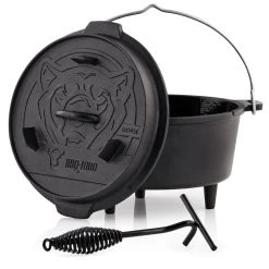 BBQ-Toro Dutch Oven DO45E, 4,2 L Emaille Gusseisen Kochtopf, Gusstopf, Bräter Mit Deckelheber