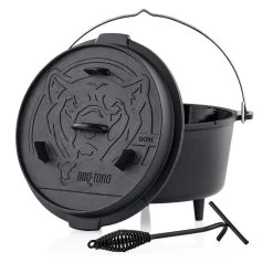 BBQ-Toro Dutch Oven DO9E, 9,0 L Emaille Gusseisen Kochtopf, Gusstopf, Bräter Mit Deckelheber