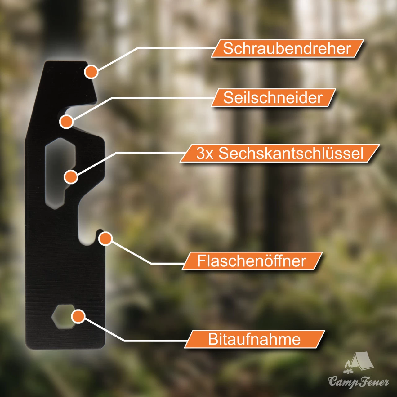 CampFeuer Feuerstahl Mit Multi-Tool, Notfall-Pfeife Und Karabiner, Notfallausrüstung, Survival Set 5 CampFeuer Feuerstahl Mit Multi-Tool, Notfall-Pfeife Und Karabiner, Notfallausrüstung, Survival Set – Bild 3