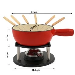 BBQ-Toro 9-teiliges Gusseisen Fondue Set Für 6 Personen | 2 L | Emailliert, Rot -Camping Store fond1r fondueset massbild neu 2000px 1280x1280