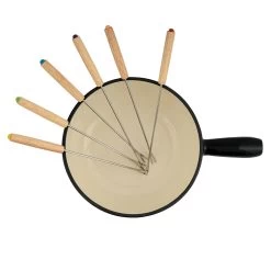 BBQ-Toro 9-teiliges Gusseisen Fondue Set Für 6 Personen, 2 L, Emailliert Schwarz -Camping Store fond1s fondueset bild2 neu 2000px 1280x1280