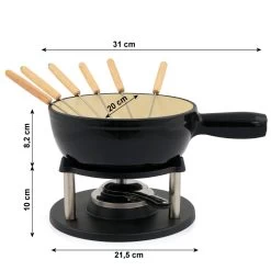 BBQ-Toro 9-teiliges Gusseisen Fondue Set Für 6 Personen, 2 L, Emailliert Schwarz -Camping Store fond1s fondueset massbild neu 2000px 1280x1280
