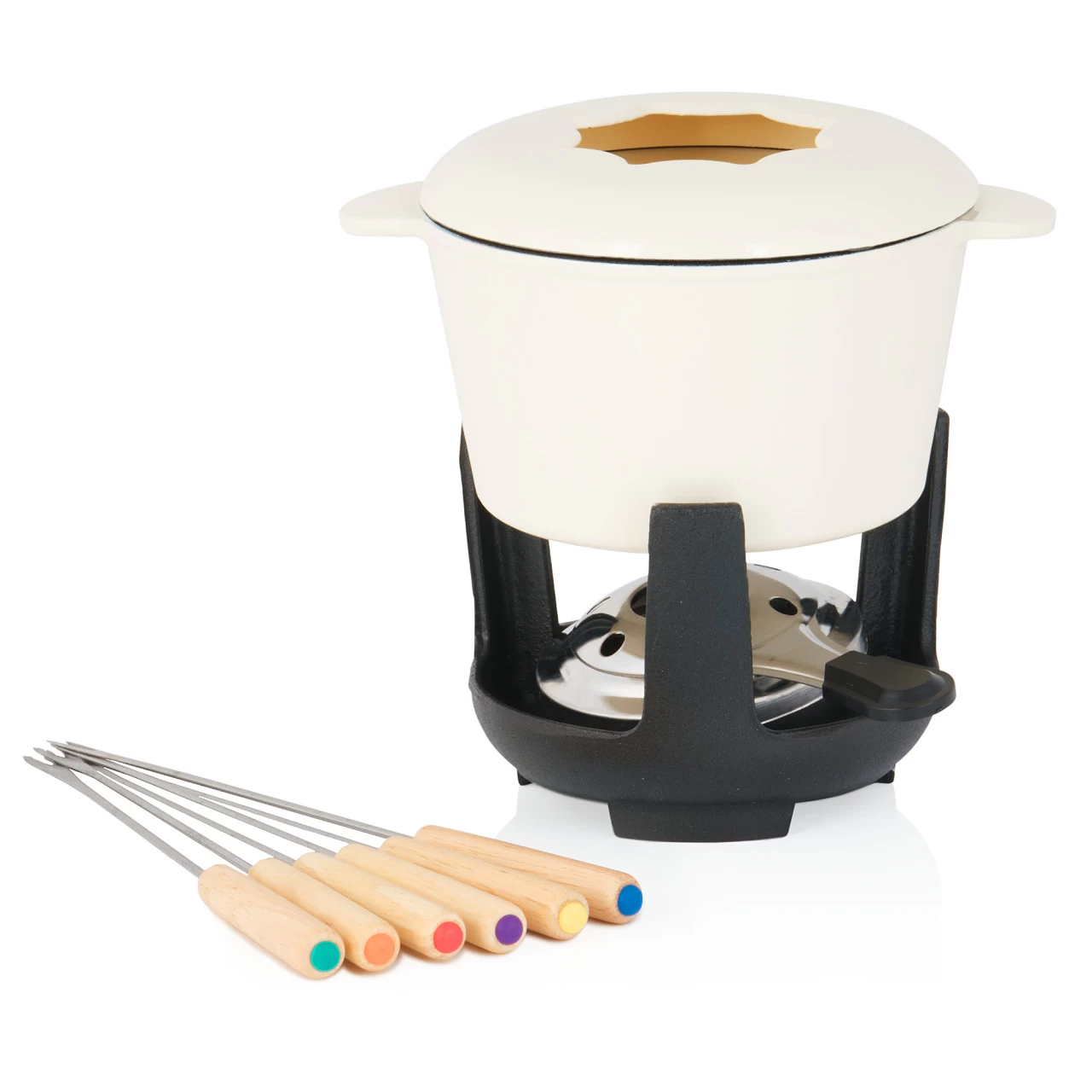 BBQ-Toro 13-teiliges Gusseisen Fondue Set Für 6 Personen, 1 L, Emailliert, Mit Brenner Und Gabeln 4 BBQ-Toro 13-teiliges Gusseisen Fondue Set Für 6 Personen, 1 L, Emailliert, Mit Brenner Und Gabeln – Bild 2