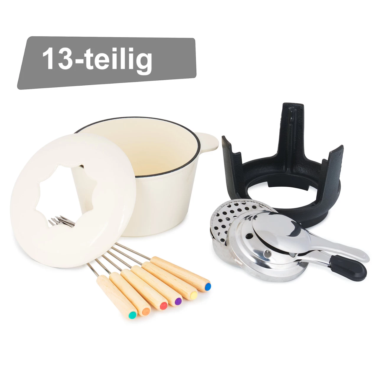 BBQ-Toro 13-teiliges Gusseisen Fondue Set Für 6 Personen, 1 L, Emailliert, Mit Brenner Und Gabeln 5 BBQ-Toro 13-teiliges Gusseisen Fondue Set Für 6 Personen, 1 L, Emailliert, Mit Brenner Und Gabeln – Bild 3