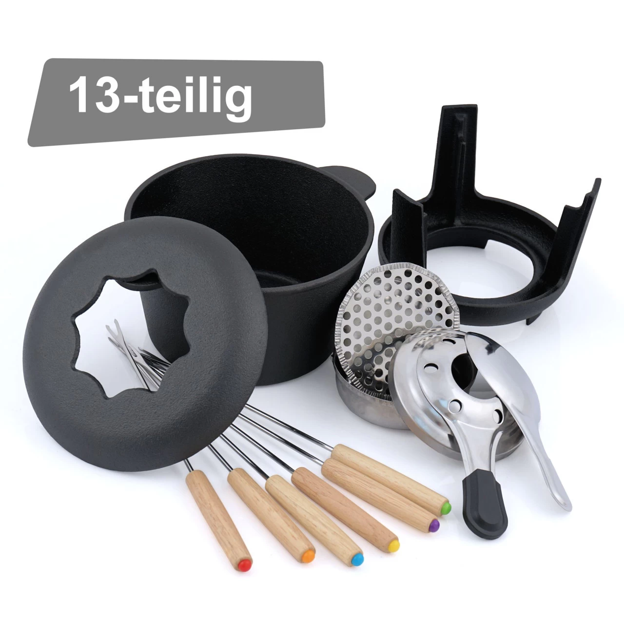BBQ-Toro 13-teiliges Gusseisen Fondue Set Für 6 Personen | 1 L | Preseasoned 7 BBQ-Toro 13-teiliges Gusseisen Fondue Set Für 6 Personen | 1 L | Preseasoned – Bild 5