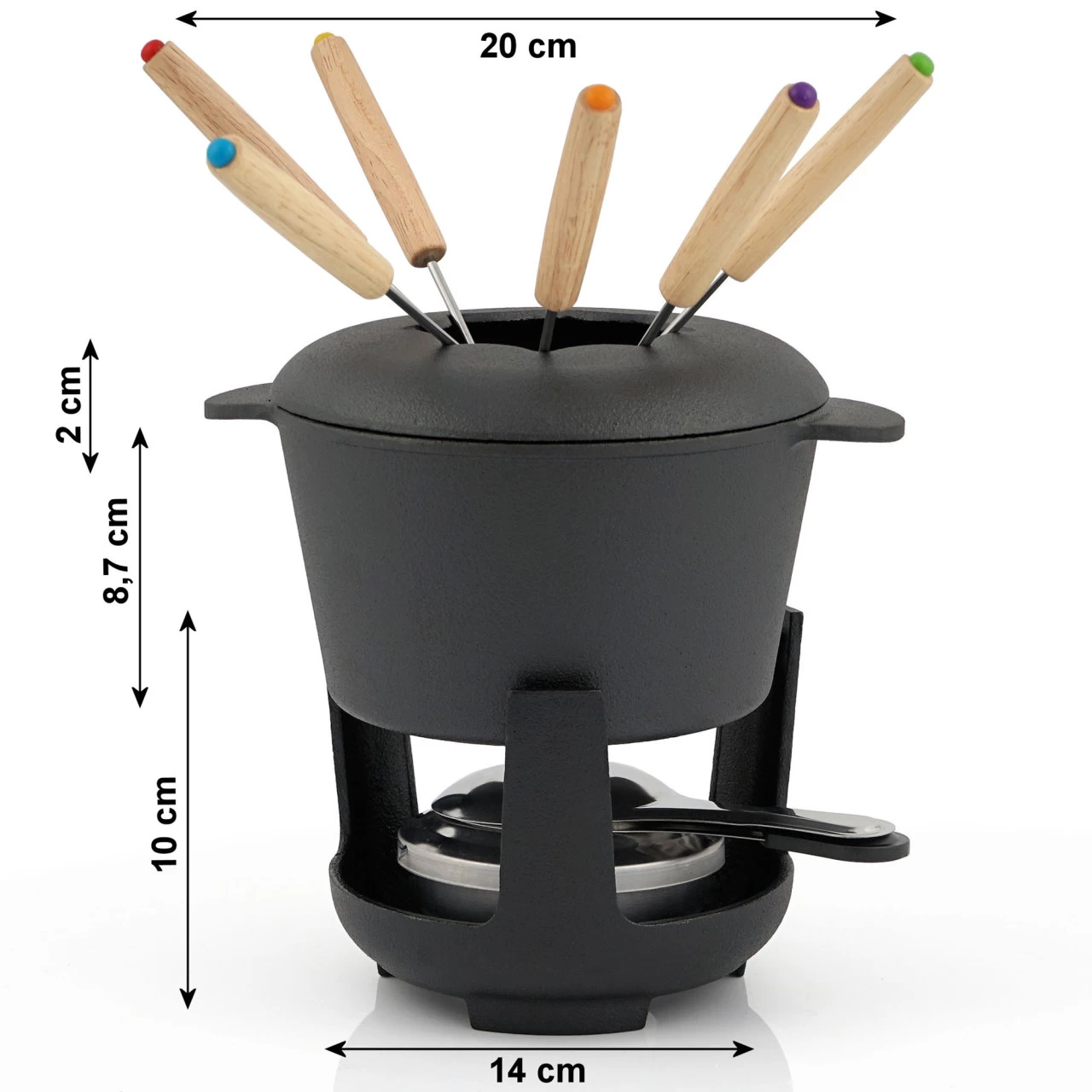 BBQ-Toro 13-teiliges Gusseisen Fondue Set Für 6 Personen | 1 L | Preseasoned 5 BBQ-Toro 13-teiliges Gusseisen Fondue Set Für 6 Personen | 1 L | Preseasoned – Bild 3