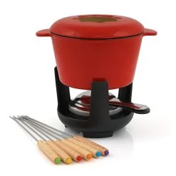 BBQ-Toro 13-teiliges Gusseisen Fondue Set Für 6 Personen | 1 L | Emailliert Rot -Camping Store fond2r fondueset bild2 neu 2000px 1280x1280