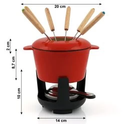 BBQ-Toro 13-teiliges Gusseisen Fondue Set Für 6 Personen | 1 L | Emailliert Rot -Camping Store fond2r fondueset massbild neu 2000px 1280x1280