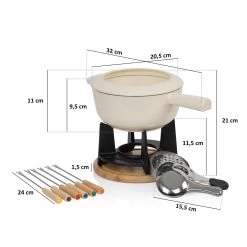 Mahlzeit 13-teiliges Gusseisen Fondue Set Für 6 Personen, 2 L, Emailliert, Mit Brenner Und Gabeln -Camping Store fond3c fondueset massbild 2000px neu 1280x1280