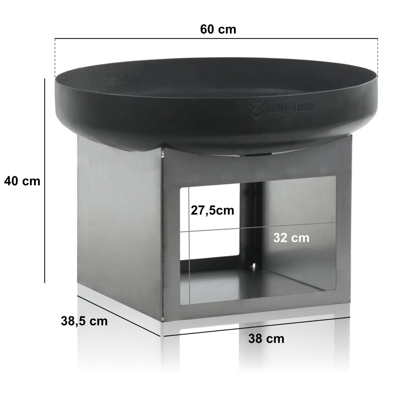 BBQ-Toro Feuerschale Ø 60 Cm, Schwarz, Outdoor Feuerstelle Mit Holzlagerfach 4 BBQ-Toro Feuerschale Ø 60 Cm, Schwarz, Outdoor Feuerstelle Mit Holzlagerfach – Bild 2