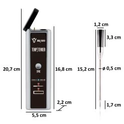 BBQ-Toro TempTender, Kabelloses Grillthermometer Inkl. Ladebox Mit App Für Optimale Grillergebnisse -Camping Store ftm04 digitales thermometer massbild 2000px 1280x1280