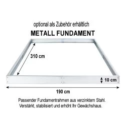 Zelsius Aluminium Gewächshaus, 310 X 190 Cm, 6 Mm Platten, Ca. 5,90 M² -Camping Store fundi05 fundament fuer gewaechshaus optional 2000px 1280x1280