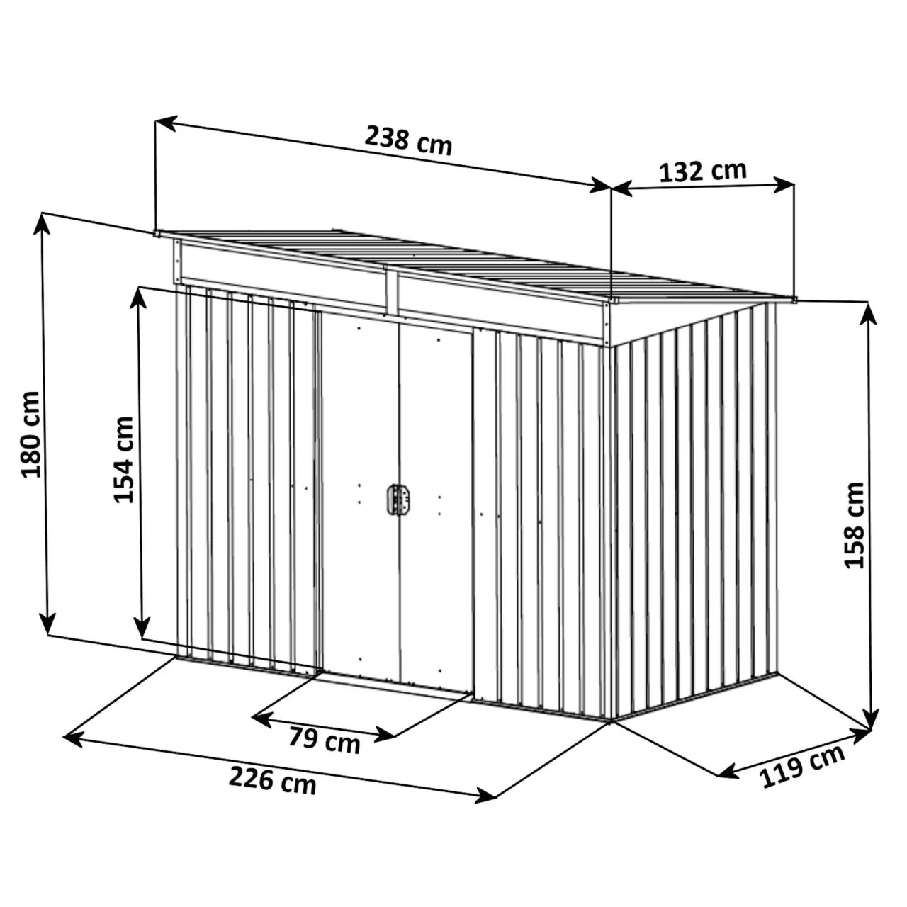Zelsius Geräteschuppen Mit Schiebetür (B) 238 X (T) 132 X (H) 180 Cm | Anthrazit 4 Zelsius Geräteschuppen Mit Schiebetür (B) 238 X (T) 132 X (H) 180 Cm | Anthrazit – Bild 2