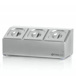 Mahlzeit Edelstahl Zutatenbehälter | 3 X 1/6 GN Behälter Mit Gummifüße | 51 X 24,5 X 21,5 Cm