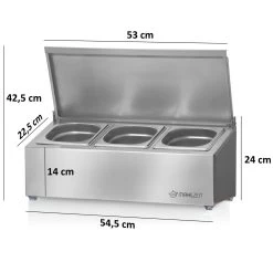 Mahlzeit Edelstahl Zutatenbehälter, 3 X 1/6 GN Behälter Mit Gummifüße, Wärmebehälter, Salatbar 13 Mahlzeit Edelstahl Zutatenbehälter, 3 X 1/6 GN Behälter Mit Gummifüße, Wärmebehälter, Salatbar -Camping Store gnh7 zutatenbehaelter mit deckel massbild1 2000px 1280x1280