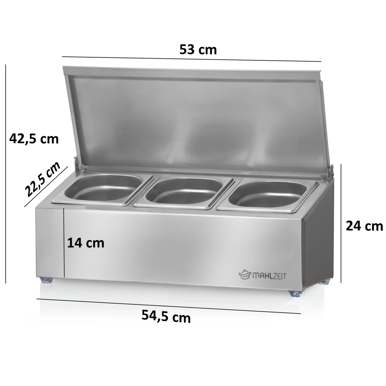 Mahlzeit Edelstahl Zutatenbehälter, 3 X 1/6 GN Behälter Mit Gummifüße, Wärmebehälter, Salatbar 5 Mahlzeit Edelstahl Zutatenbehälter, 3 X 1/6 GN Behälter Mit Gummifüße, Wärmebehälter, Salatbar – Bild 3