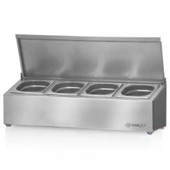 Mahlzeit Edelstahl Zutatenbehälter, 4 X 1/6 GN Behälter Mit Gummifüße, Wärmebehälter, Salatbar