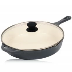 Mahlzeit 3-teiliges Gusseisen Set | Ø 29,5 Cm, 3,8 Liter, 10,8 Liter | Blue Berry | Kochset, Topfset -Camping Store gpfa30eb gusseisenpfanne emailliert mit glasdeckel bild1 2000px 1280x1280