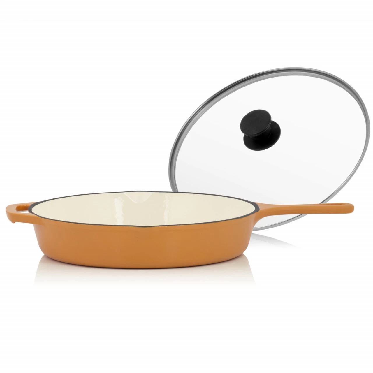 Mahlzeit Gusseisenpfanne Mit Deckel Emailliert | Ø 29,5 Cm | Sunny Orange | Mit Zwei Ausgießern 8 Mahlzeit Gusseisenpfanne Mit Deckel Emailliert | Ø 29,5 Cm | Sunny Orange | Mit Zwei Ausgießern – Bild 6