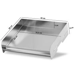 BBQ-Toro Edelstahl Grillplatte, 32 X 28 Cm, BBQ Plancha, Grillblech, Grillpfanne, Grillschale -Camping Store gpplus7 edelstahl grillplatte plancha massbild 2000px 1280x1280