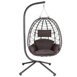 HinHocker Hängesessel Mit Gestell | Braun | Ergonomischer Sessel Inkl. Kissen Und Auflagepolster -Camping Store hang1b haengesessel bild2 2000px 1280x1280