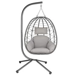 HinHocker Hängesessel Mit Gestell | Grau | Ergonomischer Sessel Inkl. Kissen Und Auflagepolster -Camping Store hang1w haengesessel bild2 2000px 1280x1280