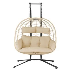 HinHocker Hängesessel Für 2 Personen Mit Gestell, Creme, XXL Sessel Inkl. Kissen Und Auflagepolster -Camping Store hang3c haengesessel bild3 2000px 1280x1280