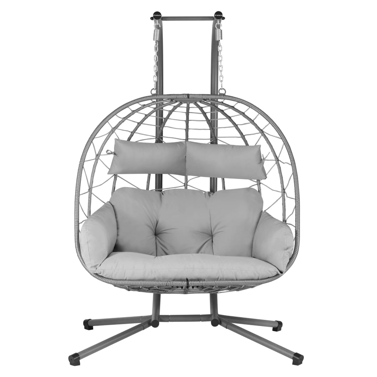 HinHocker Hängesessel Für 2 Personen Mit Gestell, Grau, XXL Sessel Inkl. Kissen Und Auflagepolster 5 HinHocker Hängesessel Für 2 Personen Mit Gestell, Grau, XXL Sessel Inkl. Kissen Und Auflagepolster – Bild 3