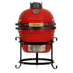 BBQ-Toro Kamado Grill Holzkohlegrill Ø 32 Cm "HAIIRO" Mit Grillrost Und Thermometer, Rot
