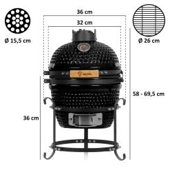 BBQ-Toro Kamado Grill Holzkohlegrill Ø 32 Cm "HAIIRO" Mit Grillrost Und Thermometer, Schwarz -Camping Store kama13s kamado kuro massbild 2000px 1280x1280