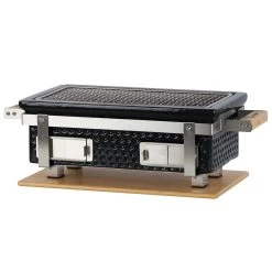 BBQ-Toro Keramik Holzkohletischgrill Mit Holzunterlage | Schwarz | Outdoor Hibachi Grill Für Camping