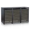 Zelsius Mülltonnenbox-Set Für Drei Mülltonnen | Anthrazit RAL 7016 | Tür In Dunkelgrauer Holzoptik -Camping Store mbox10 set muelltonnenbox bild1 2000px 1280x1280