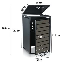Zelsius Mülltonnenbox Für Eine Mülltonne | Anthrazit RAL 7016 | Tür In Dunkelgrauer Holzoptik 11 Zelsius Mülltonnenbox Für Eine Mülltonne | Anthrazit RAL 7016 | Tür In Dunkelgrauer Holzoptik -Camping Store mbox10e muelltonnenbox massbild 2000px neu 1280x1280