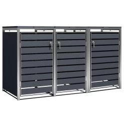 Zelsius Mülltonnenbox-Set Für Drei Mülltonnen | Anthrazit RAL 7016 | Edelstahl | Mülleimerbox