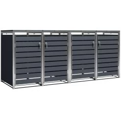Zelsius Mülltonnenbox-Set Für Vier Mülltonnen | Anthrazit RAL 7016 | Edelstahl | Müllbox
