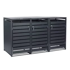 Zelsius Mülltonnenbox-Set Für Drei Mülltonnen, Anthrazit RAL 7016, Inkl. Erweiterungsmöglichkeit