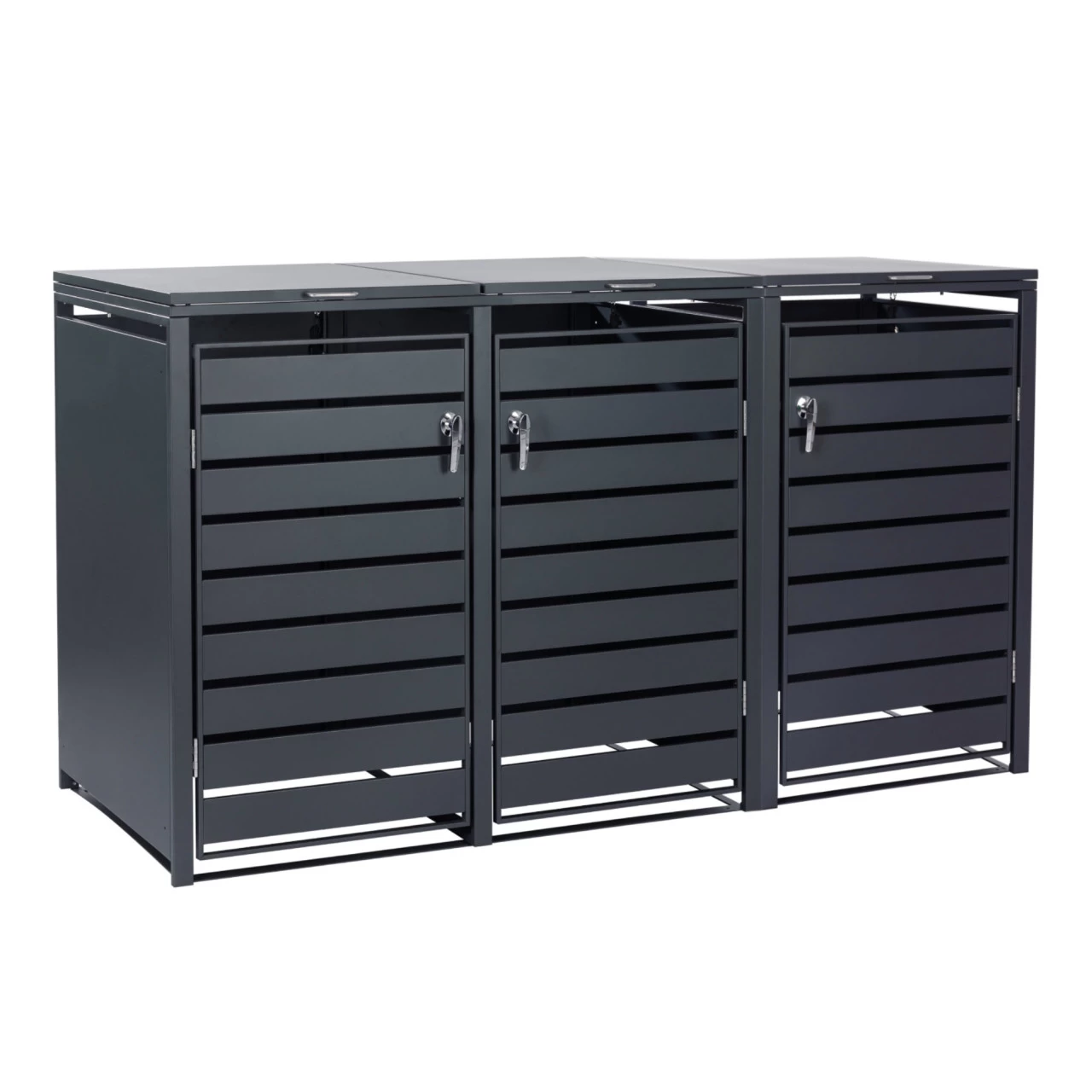 Zelsius Mülltonnenbox-Set Für Drei Mülltonnen, Anthrazit RAL 7016, Inkl. Erweiterungsmöglichkeit 3 Zelsius Mülltonnenbox-Set Für Drei Mülltonnen, Anthrazit RAL 7016, Inkl. Erweiterungsmöglichkeit