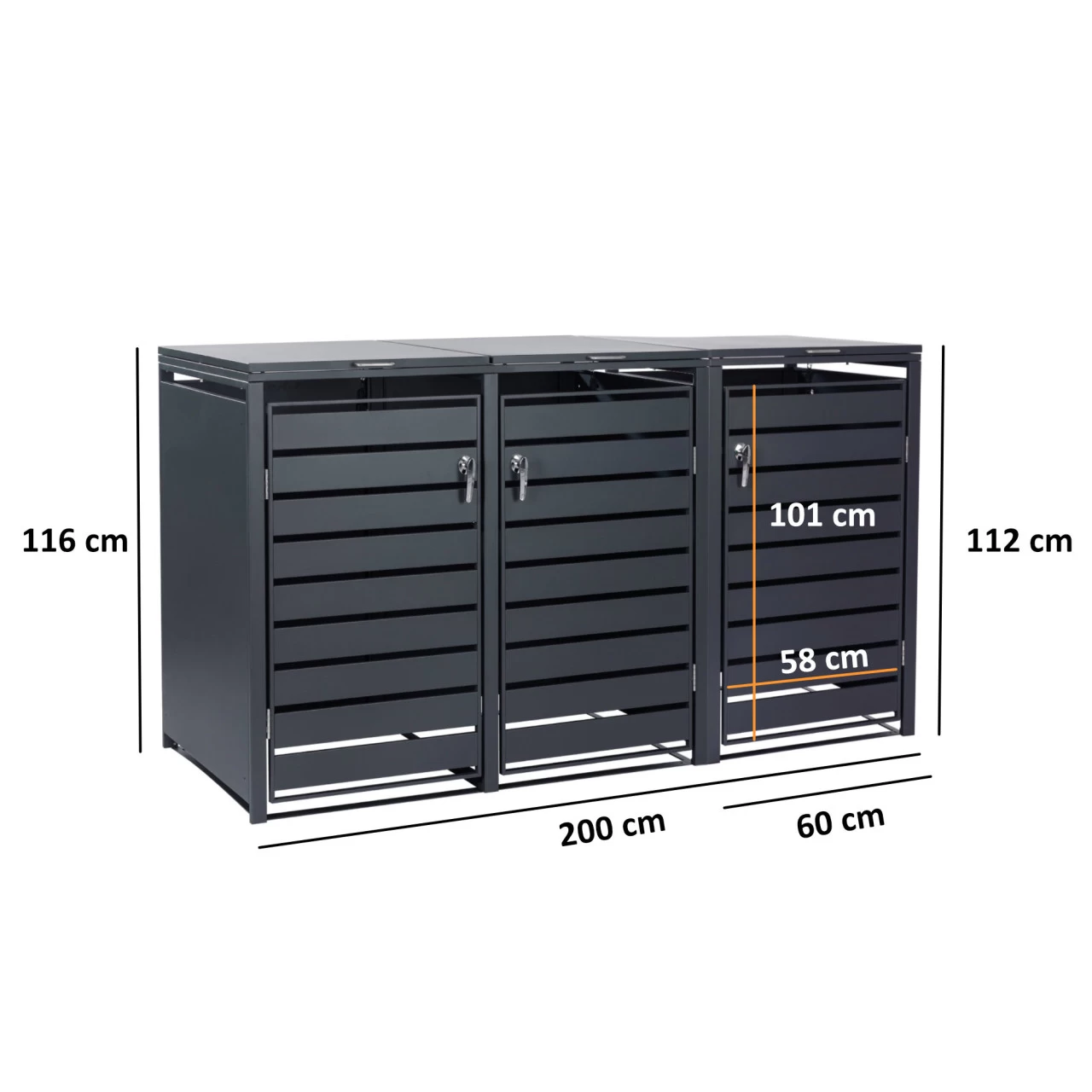 Zelsius Mülltonnenbox-Set Für Drei Mülltonnen, Anthrazit RAL 7016, Inkl. Erweiterungsmöglichkeit 4 Zelsius Mülltonnenbox-Set Für Drei Mülltonnen, Anthrazit RAL 7016, Inkl. Erweiterungsmöglichkeit – Bild 2