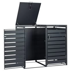 Zelsius Mülltonnenbox-Set Für Vier Mülltonnen, Anthrazit RAL 7016, Inkl. Erweiterungsmöglichkeit -Camping Store mbox12d muelltonnenbox bild5 2000px 1280x1280 1