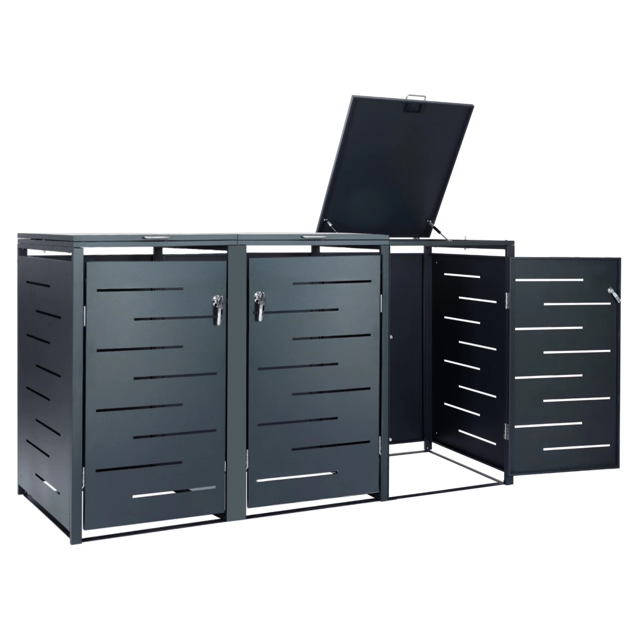 Zelsius Mülltonnenbox Für Drei Mülltonnen, Anthrazit RAL 7016, Inkl. Erweiterungsmöglichkeit 3 Zelsius Mülltonnenbox Für Drei Mülltonnen, Anthrazit RAL 7016, Inkl. Erweiterungsmöglichkeit