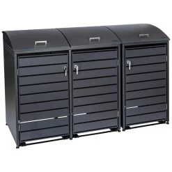 Zelsius Mülltonnenbox Mit Abgerundetem Deckel Für Drei 120 - 240 Liter Mülltonnen Anthrazit RAL 7016