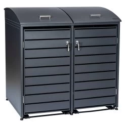 Zelsius Mülltonnenbox Mit Abgerundetem Deckel Für Zwei 120 - 240 Liter Mülltonnen Anthrazit RAL 7016