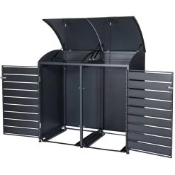 Zelsius Mülltonnenbox Mit Abgerundetem Deckel Für Drei 120 - 240 Liter Mülltonnen Anthrazit RAL 7016 -Camping Store mbox15d muelltonnenbox bild5 2000px 1280x1280 2