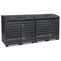 Zelsius Mülltonnenbox Mit Abgerundetem Deckel Für Vier 120 - 240 Liter Mülltonnen Anthrazit RAL 7016