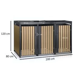 Zelsius Mülltonnenbox 3er Mit Pflanzdach Für 3 Tonnen | 120 - 240 Liter | Anthrazit RAL 7016 -Camping Store mbox5 set muelltonnenbox massbild neu hell 2000px 1280x1280