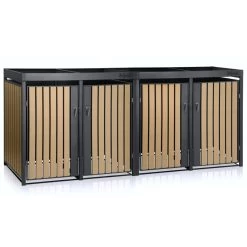 Zelsius Mülltonnenbox 4er Mit Pflanzdach Für 4 Tonnen | 120 - 240 Liter | Anthrazit RAL 7016